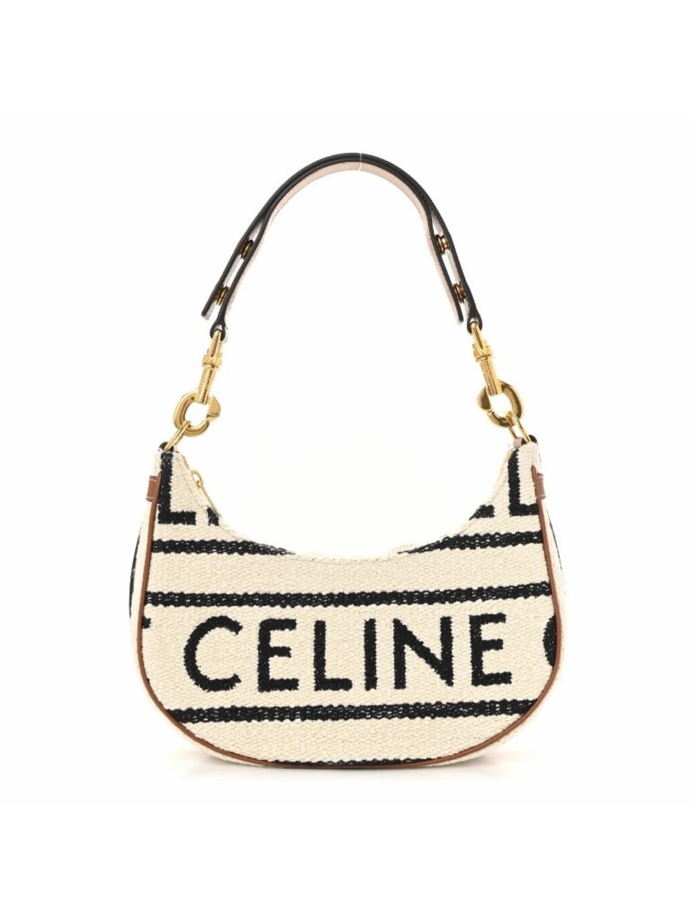 Celine Textile Medium Ava Shoulder Bag White Black